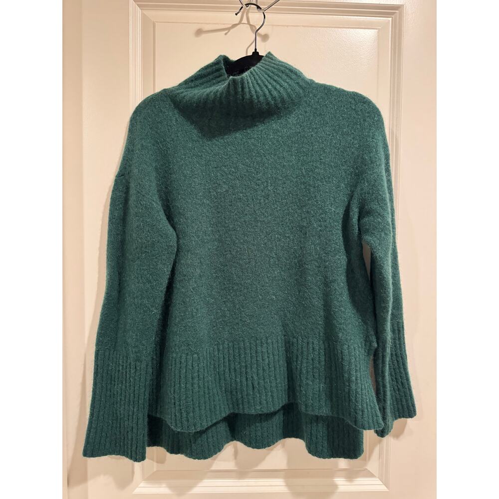 & Other Stories Mohair Blend Mock Neck Sweater Fuzzy Soft Green Cozy Size S